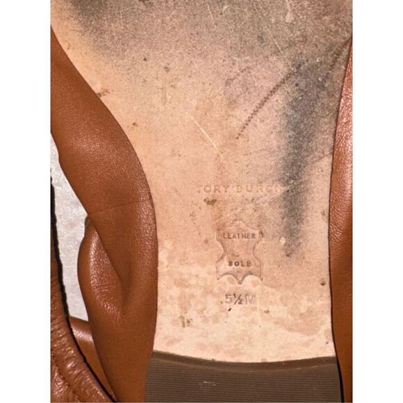 Tory Burch Women’s Brown Leather Square Toe Ballet Flats - Picture 6 of 6